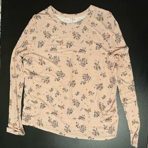 SO Blush Pink Floral Long Sleeve Crewneck Top